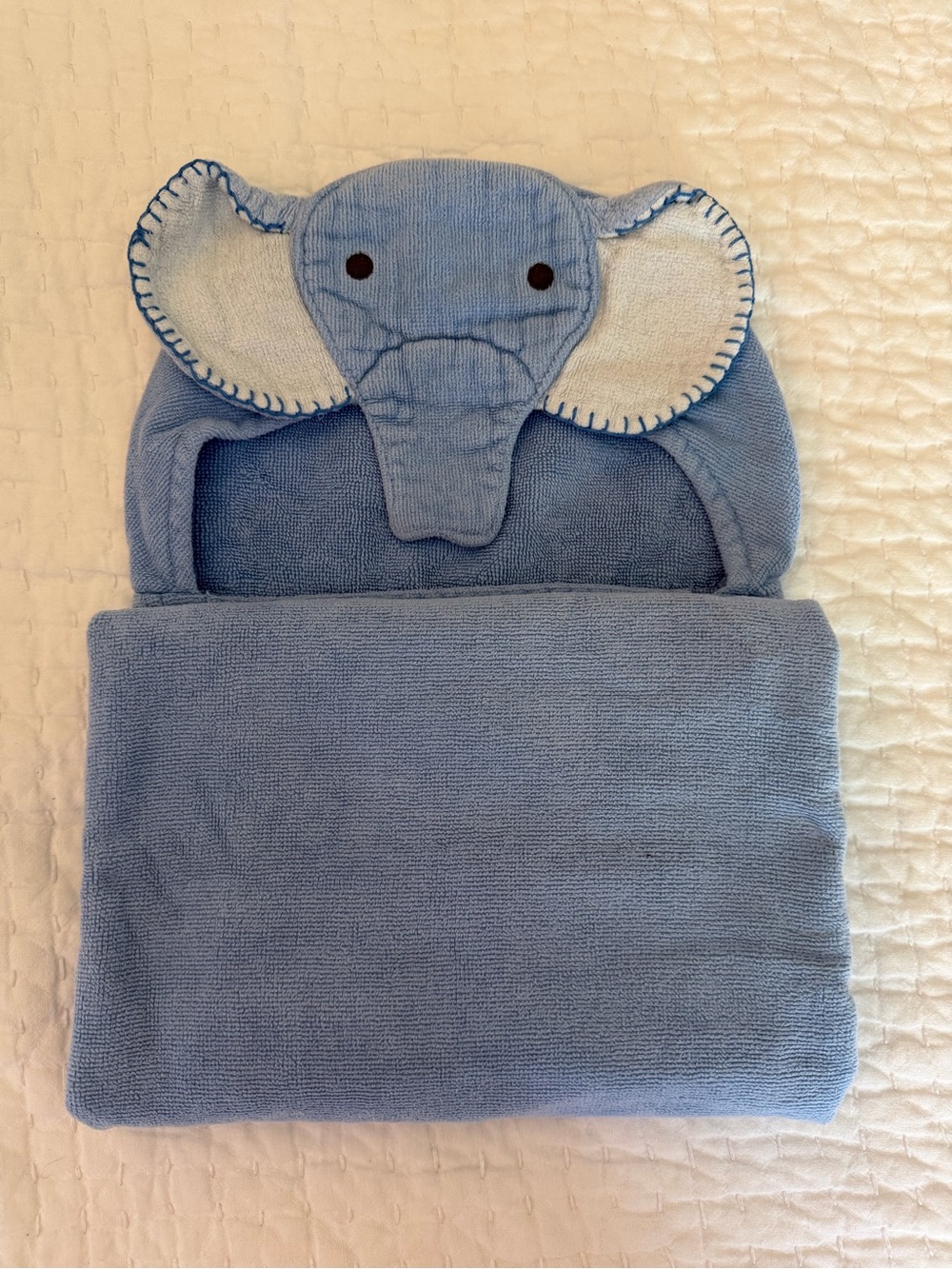 Pottery Barn Kids Light Blue Elephant Hooded Towel